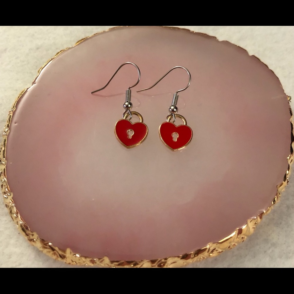 Heart lock earrings